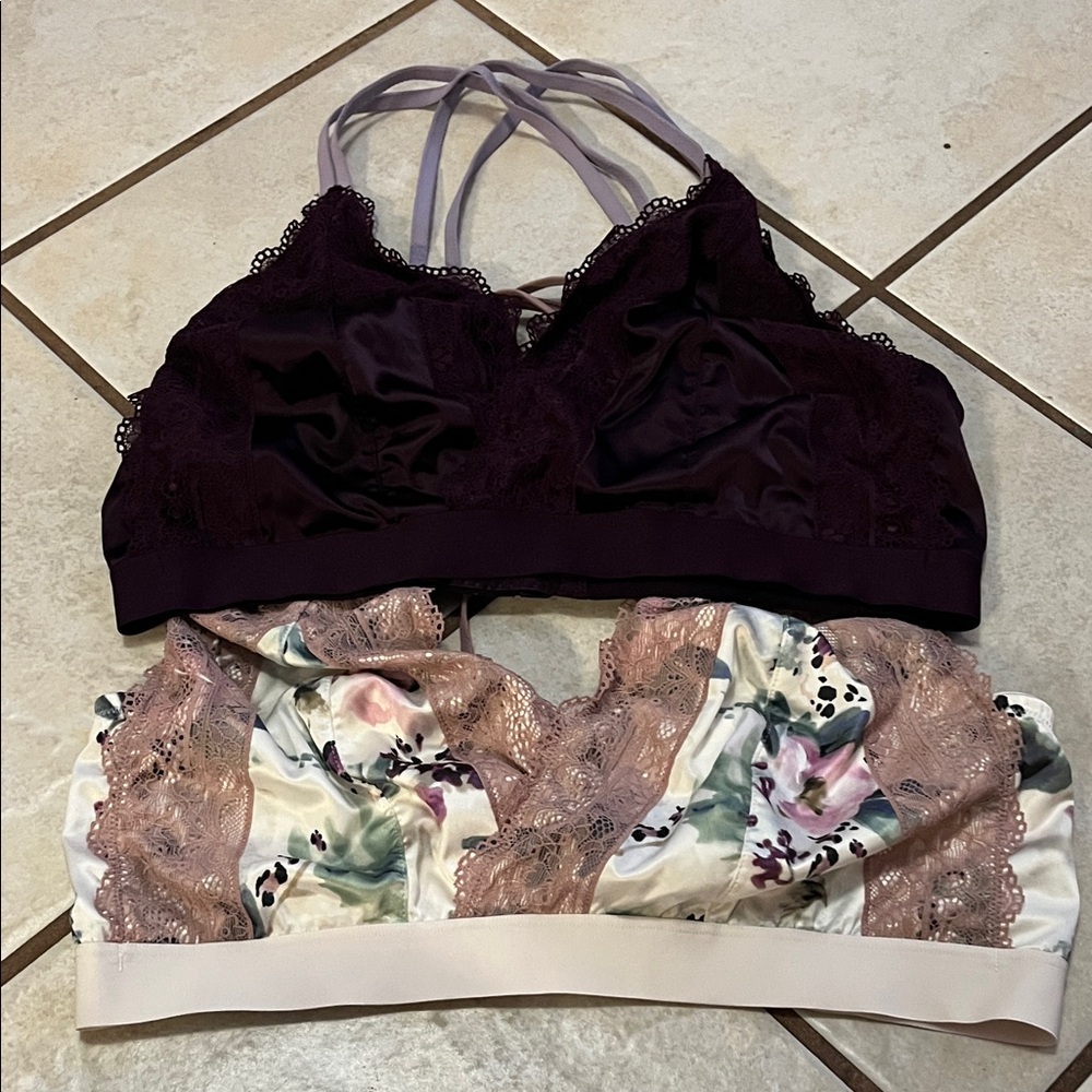 Cacique Floral and Purple Lace Bralette Set 18/20